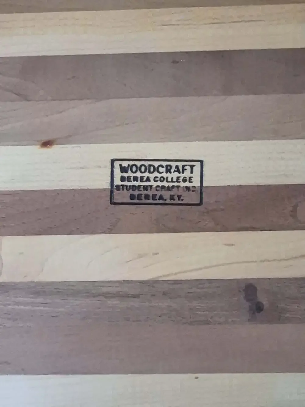 Berea College Student Craft Woodcraft Striped Wooden Cutting Board
